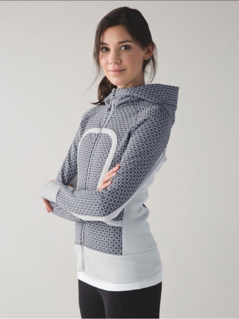 Lululemon Scuba Hoodie II Tri Geo Printed Spoon Slate Gray  Approx Size 8| As Is